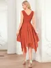 ever ELORA|Chiffon Double V-Neck A Line Bridesmaid Dress with Asymmetrical Hem sold by Ever Pretty