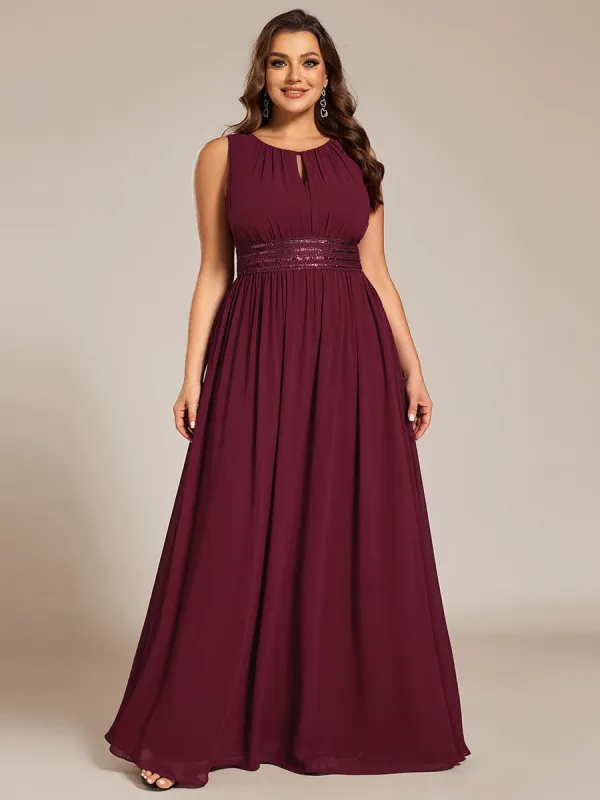 pretty KALIA|Plus Size Hollow Out Sleeveless Empire Waist Chiffon Bridesmaid Dress made by Ever Pretty