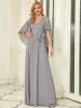 Deep V Neck Lace Bodice Long Flowy Evening Dress sold by Ever Pretty