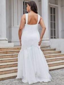 Plus Size Deep V-Neck Bodycon Mermaid Wedding Dress sold by Ever Pretty