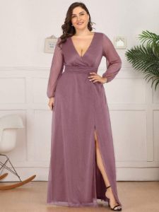 Plus Size Long Sleeve Sequin Formal Evening Wear sold by Ever Pretty