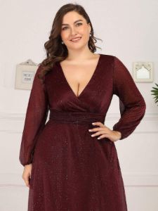 Plus Size Long Sleeve Sequin Formal Evening Wear sold by Ever Pretty