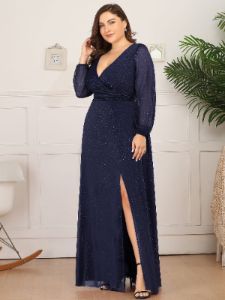 Plus Size Long Sleeve Sequin Formal Evening Wear sold by Ever Pretty