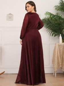 Plus Size Long Sleeve Sequin Formal Evening Wear sold by Ever Pretty
