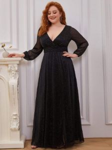 Plus Size Long Sleeve Sequin Formal Evening Wear sold by Ever Pretty