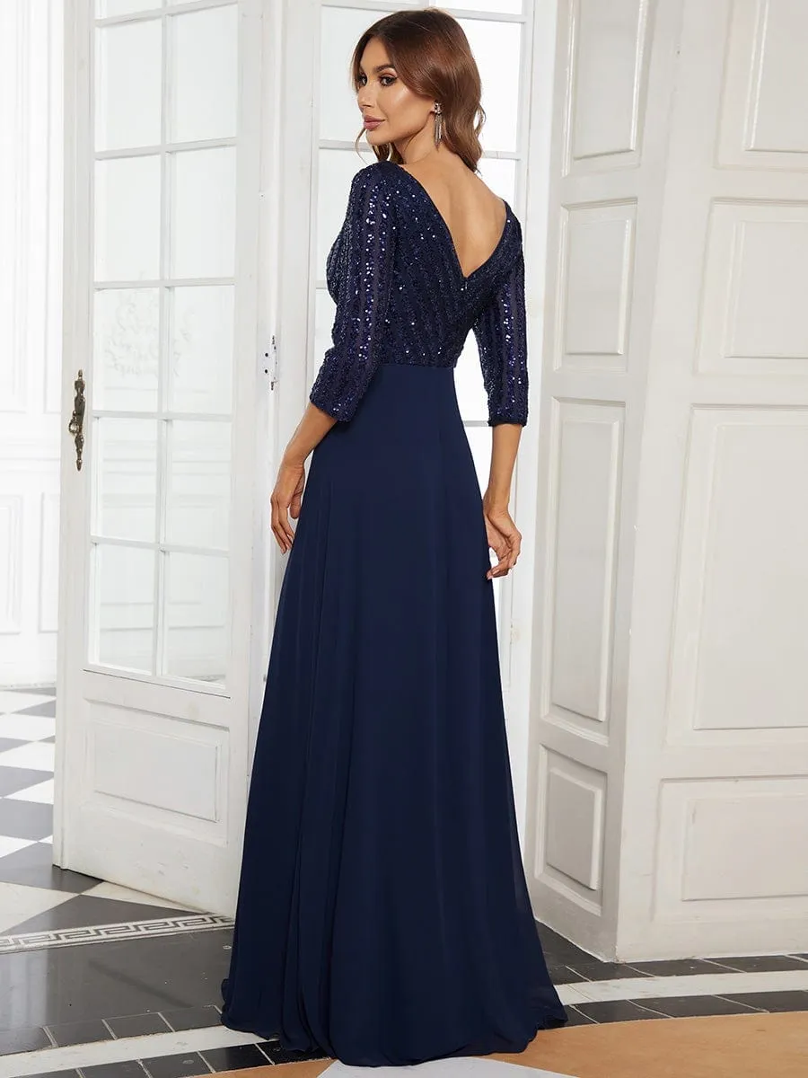 ever LUENA|Sexy V Neck Sequin Evening Dresses with 3/4 Sleeve sold by Ever Pretty product image thumbnail 2