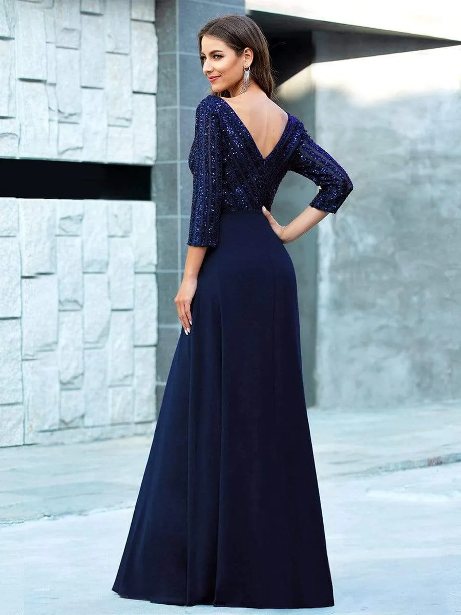 ever LUENA|Sexy V Neck Sequin Evening Dresses with 3/4 Sleeve sold by Ever Pretty product image thumbnail 5