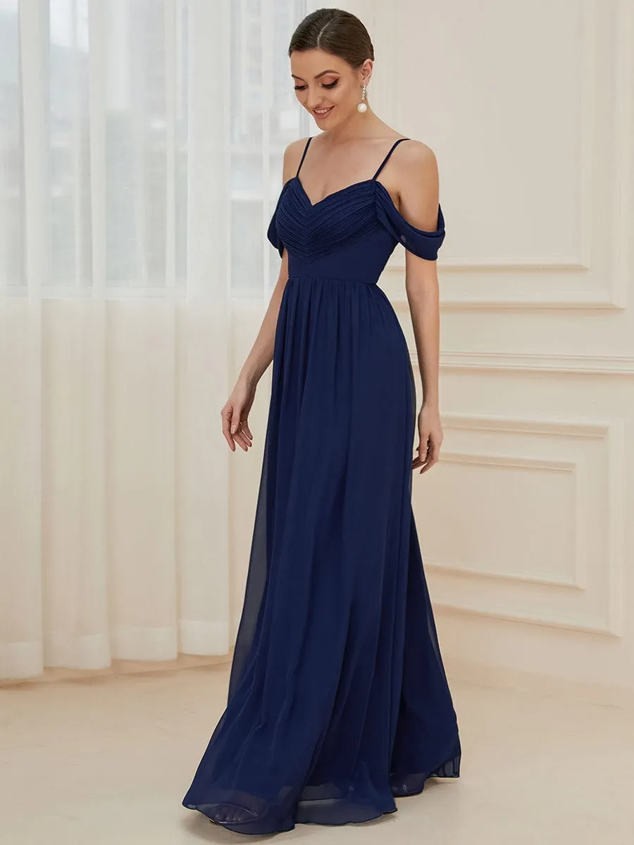 Pleated V-Neck Cold Shoulder Bridesmaid Dress sold by Ever Pretty product image thumbnail 4
