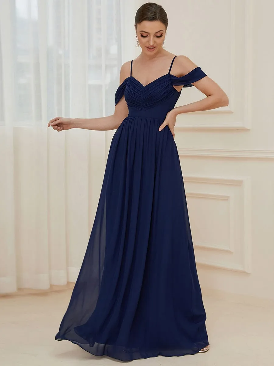 Pleated V-Neck Cold Shoulder Bridesmaid Dress sold by Ever Pretty product image thumbnail 5
