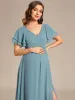 A-Line Ruffles Sleeve Front Slit Pleated Chiffon Maternity Dress sold by Ever Pretty