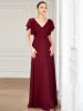 Short Ruffle Sleeve V-Neck Pleated Chiffon A-Line Evening Dress sold by Ever Pretty