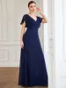 Short Ruffle Sleeve V-Neck Pleated Chiffon A-Line Evening Dress sold by Ever Pretty