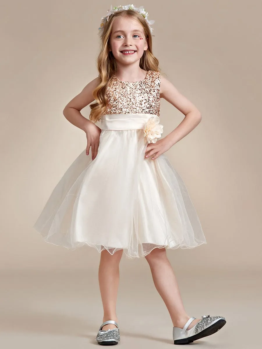 ROSABELLE|Sequin Bodice Double hemline Short Flower Girl Dress with Bowknot sold by Ever Pretty product image thumbnail 5