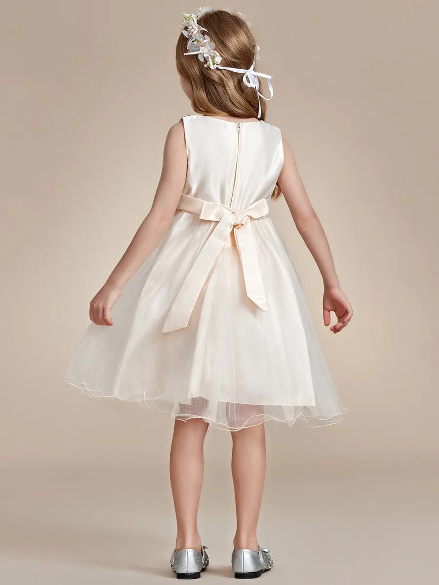 ROSABELLE|Sequin Bodice Double hemline Short Flower Girl Dress with Bowknot sold by Ever Pretty product image thumbnail 2