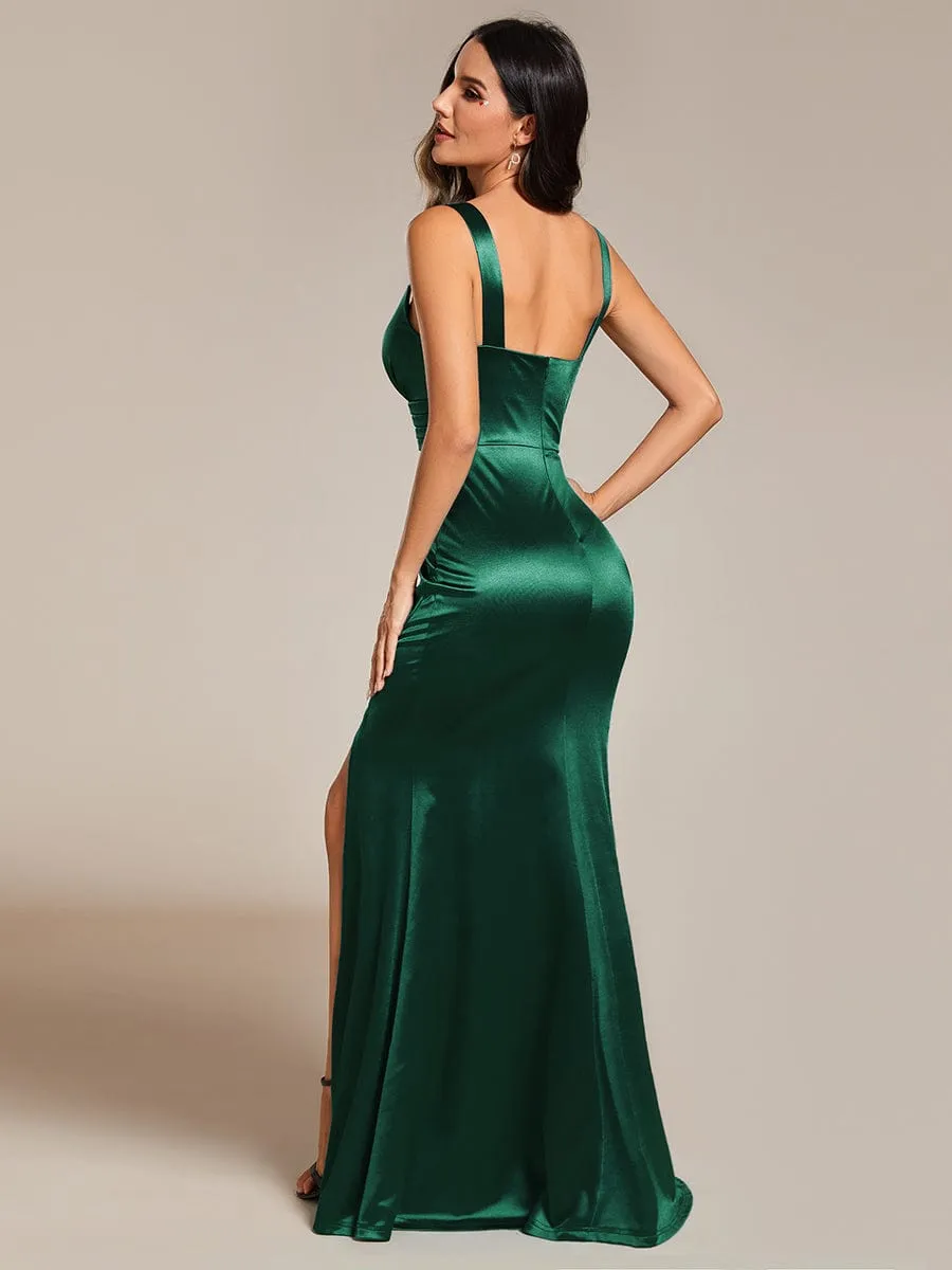 V-Neck Satin Spaghetti Strap High-Slit Fishtail Formal Evening Dress sold by Ever Pretty product image thumbnail 2