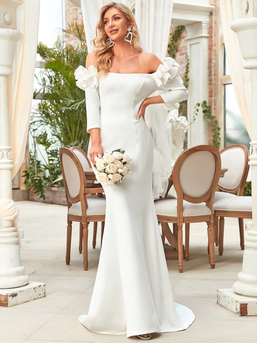 Ruffled Long Sleeve Mermaid Bodycon Wedding Dress sold by Ever Pretty product image thumbnail 5