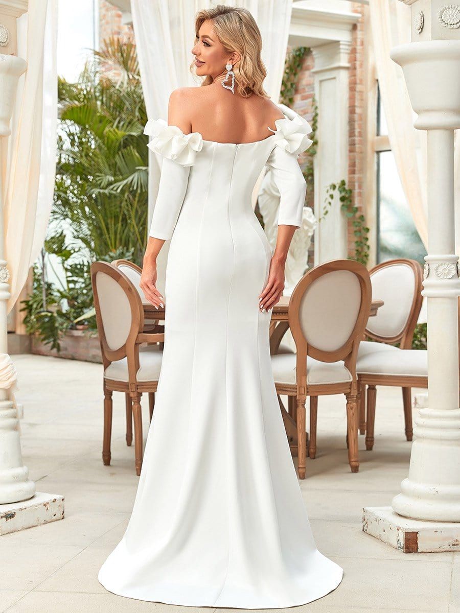 Ruffled Long Sleeve Mermaid Bodycon Wedding Dress sold by Ever Pretty product image thumbnail 2