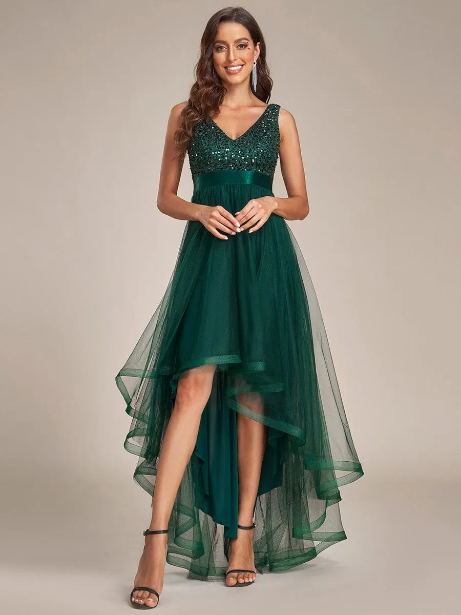 ever CALLIE|Sequin Bodice Tulle High-Low Evening Dress with Ribbon Waist sold by Ever Pretty product image thumbnail 4
