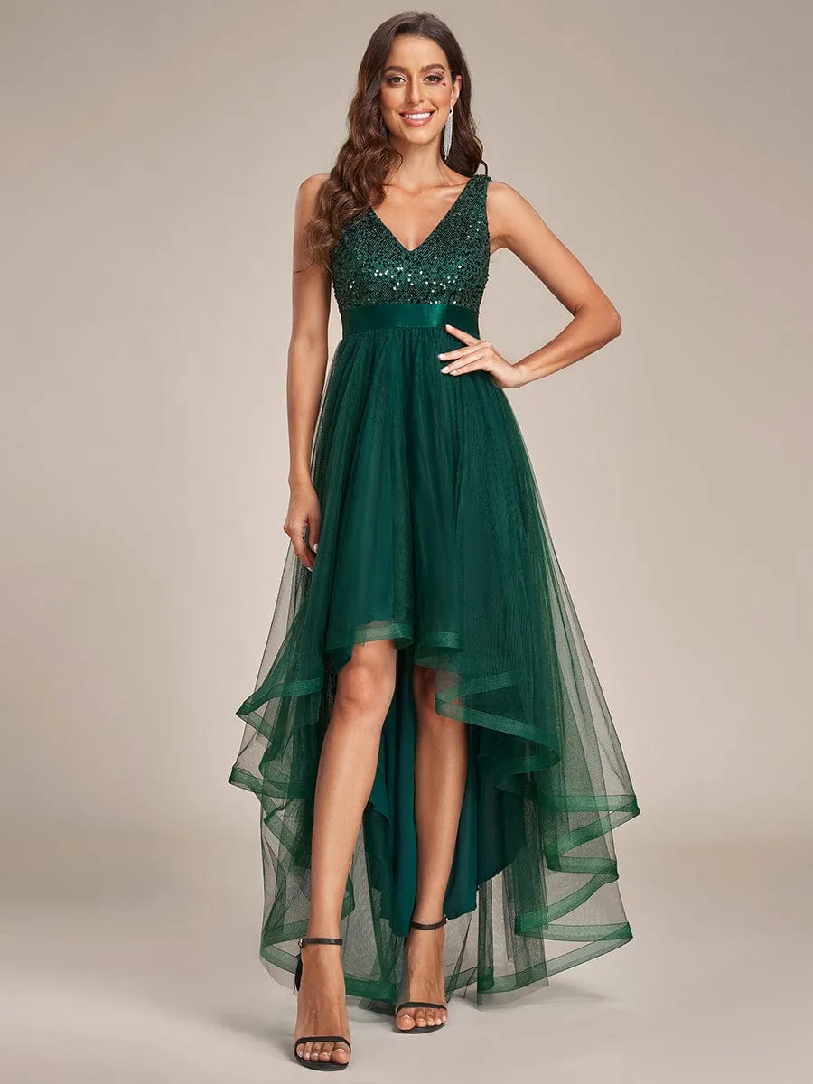 ever CALLIE|Sequin Bodice Tulle High-Low Evening Dress with Ribbon Waist sold by Ever Pretty product image thumbnail 5