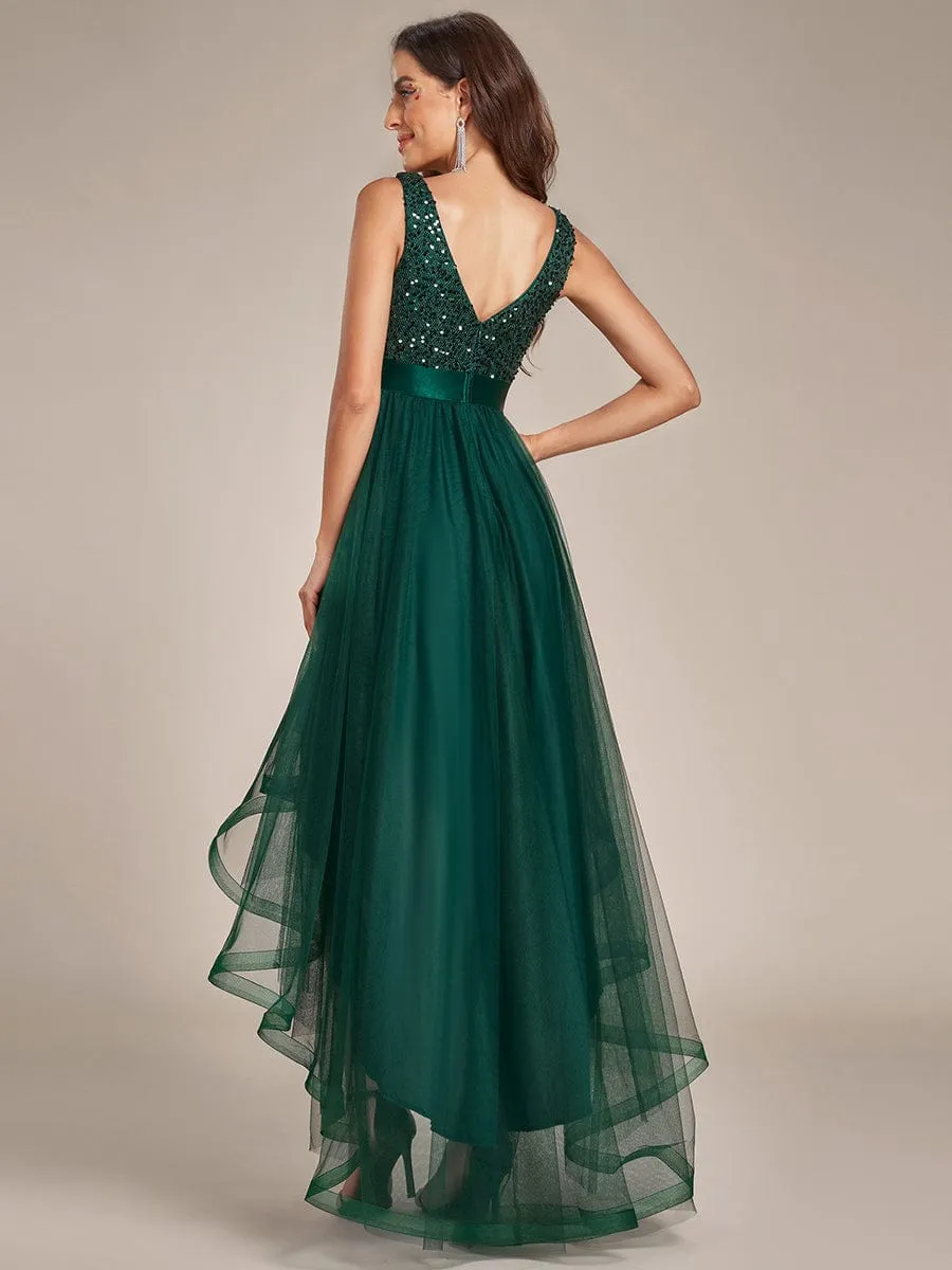 ever CALLIE|Sequin Bodice Tulle High-Low Evening Dress with Ribbon Waist sold by Ever Pretty product image thumbnail 2