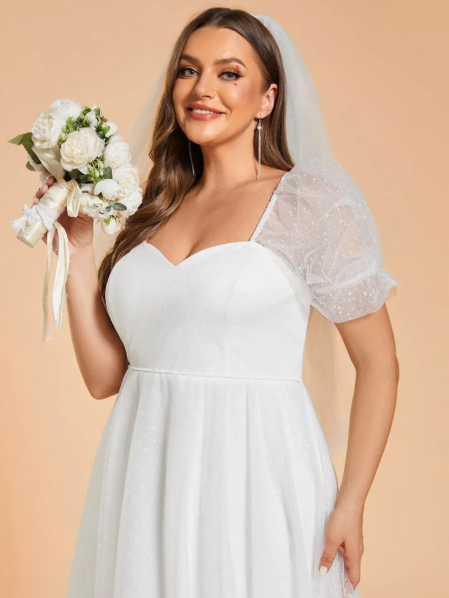 SUMIRA'S BRIDE|Plus Size A-Line Tulle Sweetheart Neckline Wedding Dress with Lantern Sleeves sold by Ever Pretty product image thumbnail 3