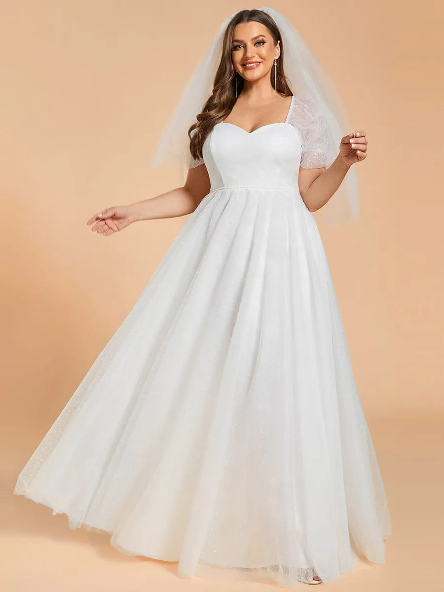 SUMIRA'S BRIDE|Plus Size A-Line Tulle Sweetheart Neckline Wedding Dress with Lantern Sleeves sold by Ever Pretty product image thumbnail 4
