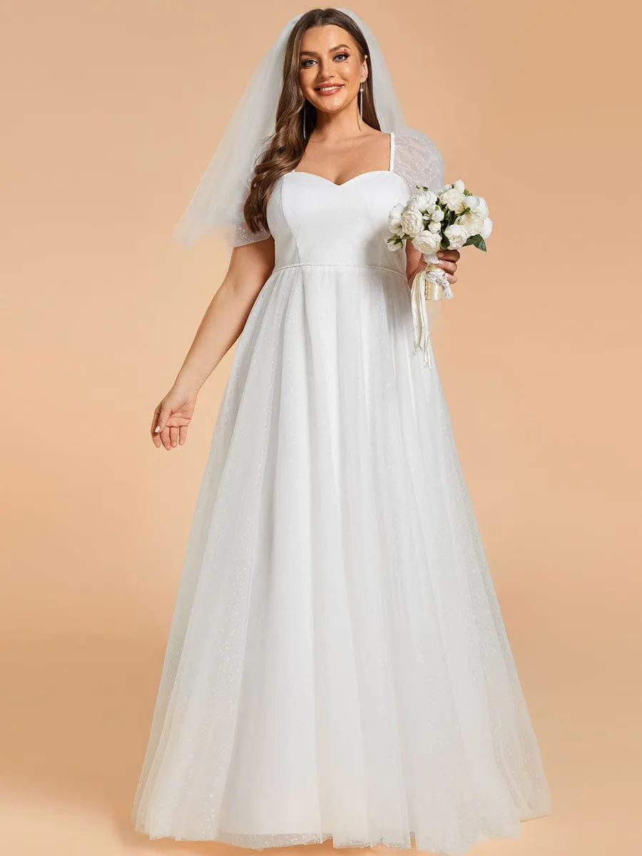 SUMIRA'S BRIDE|Plus Size A-Line Tulle Sweetheart Neckline Wedding Dress with Lantern Sleeves sold by Ever Pretty