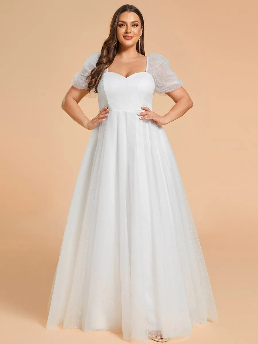 SUMIRA'S BRIDE|Plus Size A-Line Tulle Sweetheart Neckline Wedding Dress with Lantern Sleeves sold by Ever Pretty product image thumbnail 5