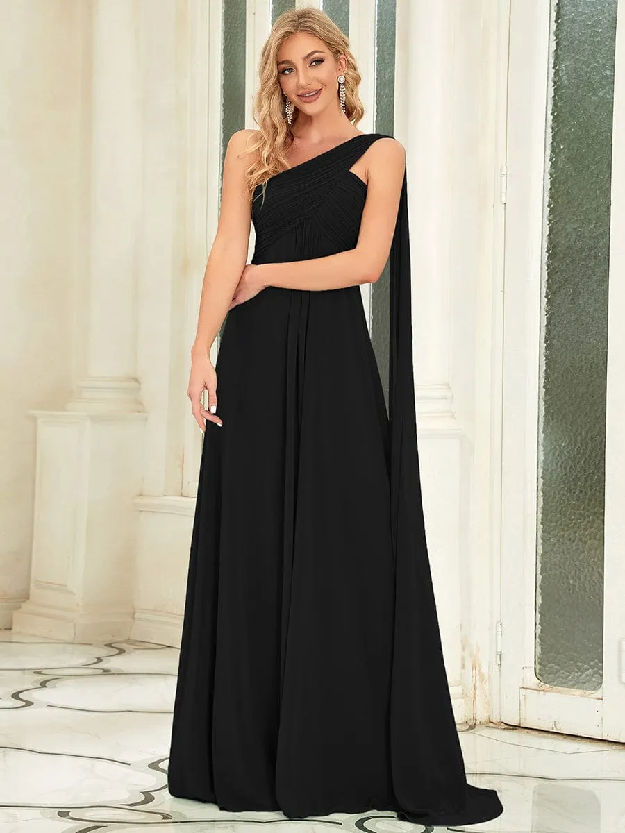 Pleated One Shoulder Long Chiffon Formal Evening Dress sold by Ever Pretty product image thumbnail 4