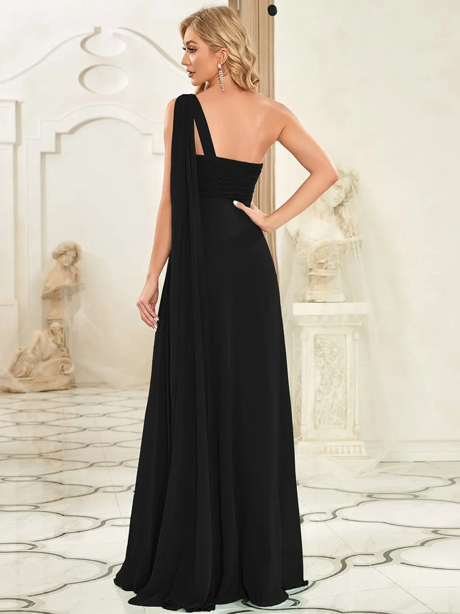Pleated One Shoulder Long Chiffon Formal Evening Dress sold by Ever Pretty product image thumbnail 2