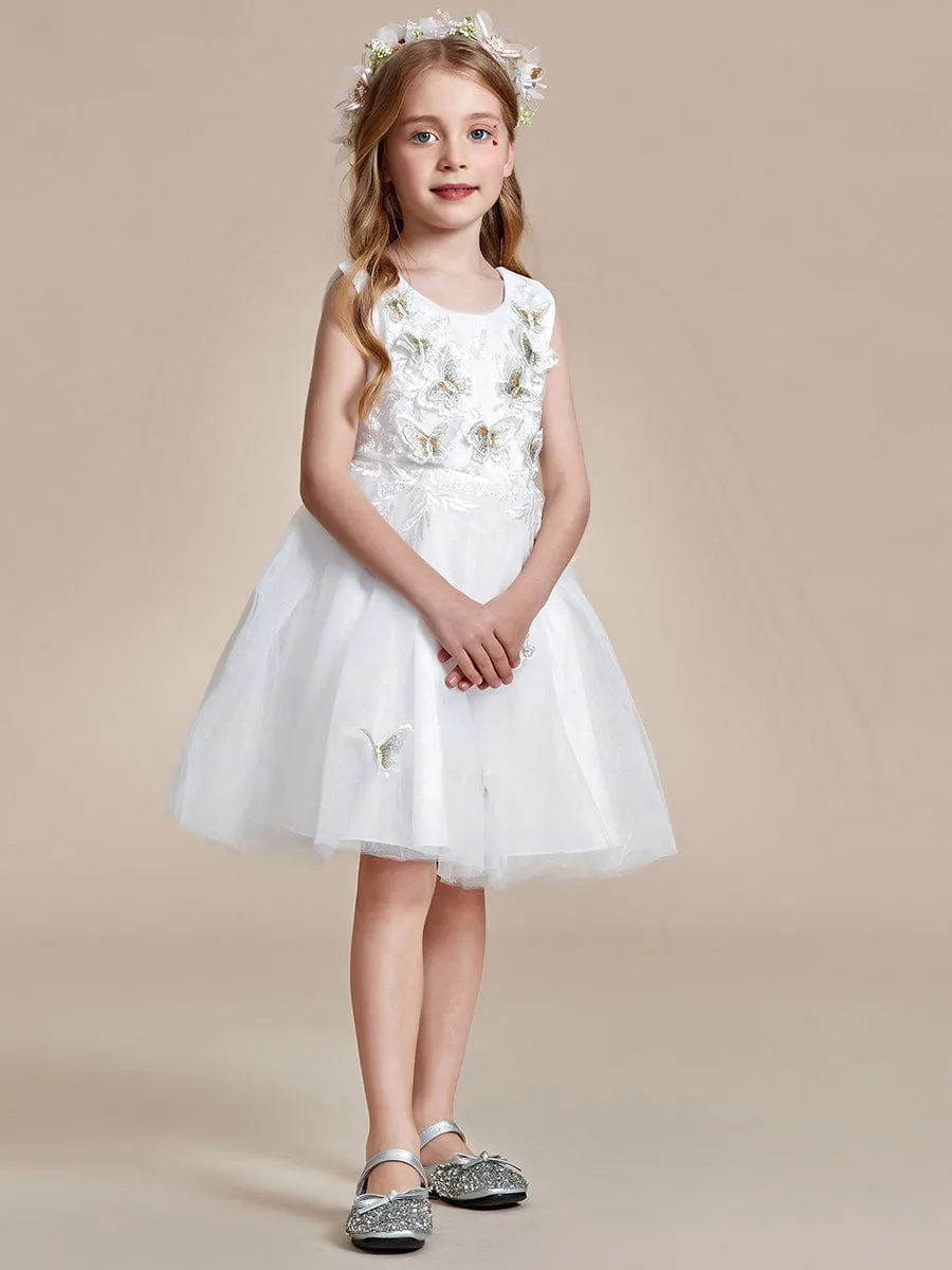 THALIA|Butterfly Embroidered Sleeveless Tulle Flower Girl Dress sold by Ever Pretty product image thumbnail 4