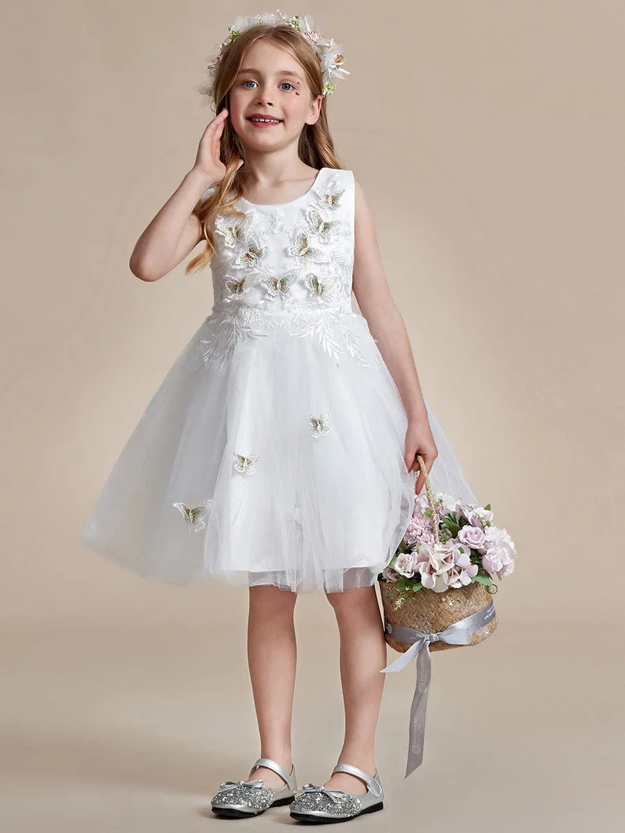 THALIA|Butterfly Embroidered Sleeveless Tulle Flower Girl Dress sold by Ever Pretty