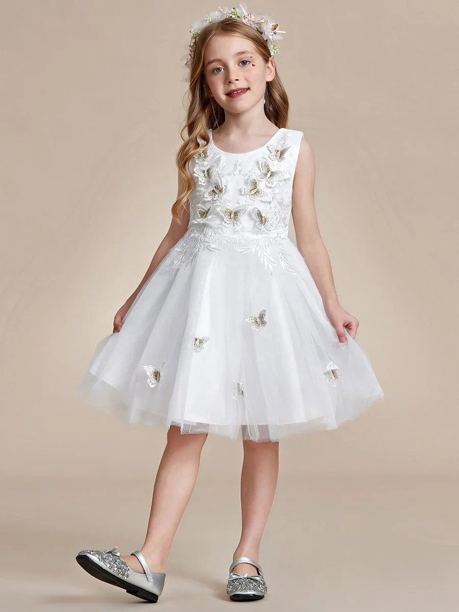 THALIA|Butterfly Embroidered Sleeveless Tulle Flower Girl Dress sold by Ever Pretty product image thumbnail 5
