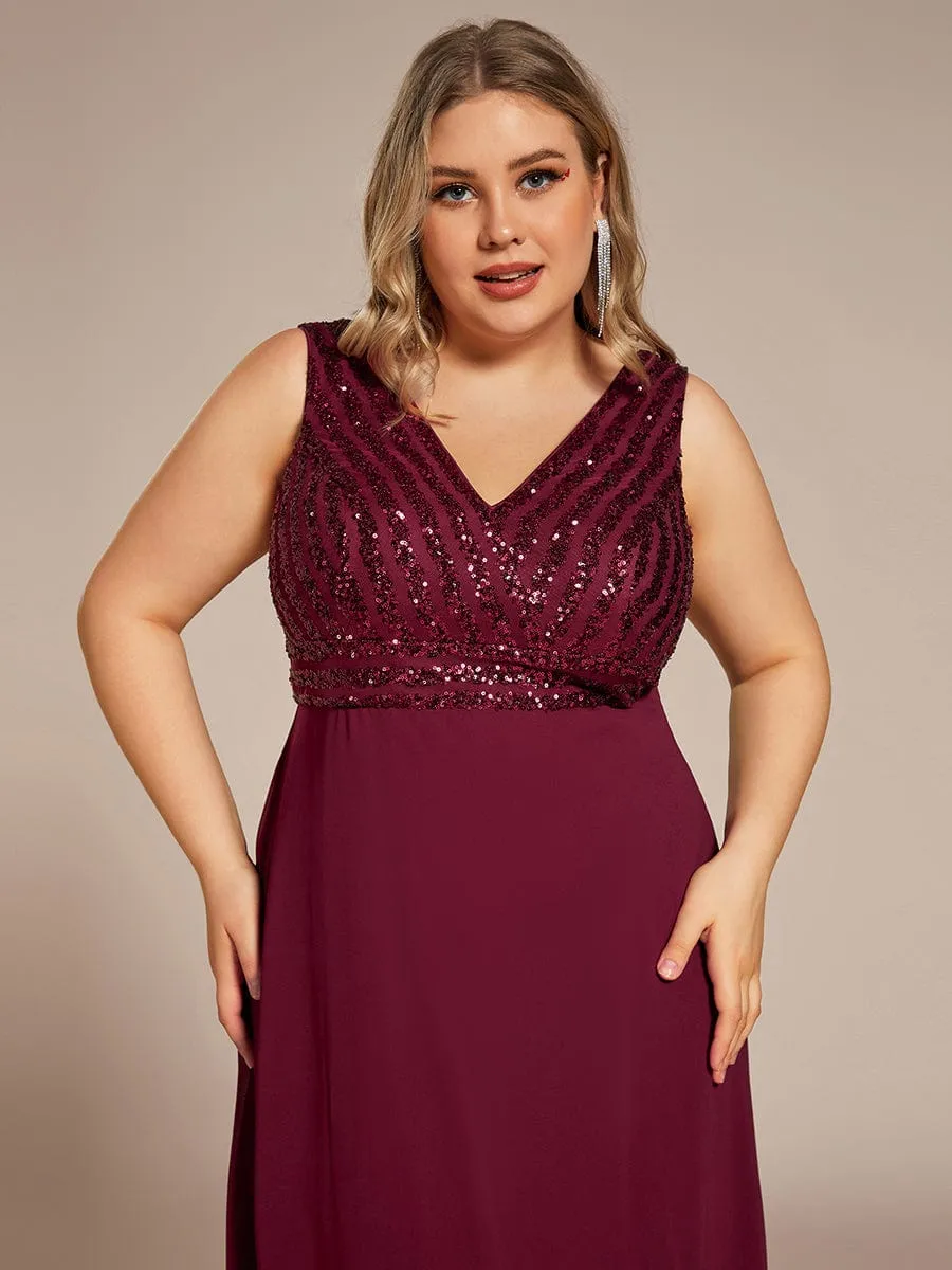 Plus Size Sequin Sleeveless Double V-Neck Formal Evening Dress sold by Ever Pretty product image thumbnail 5
