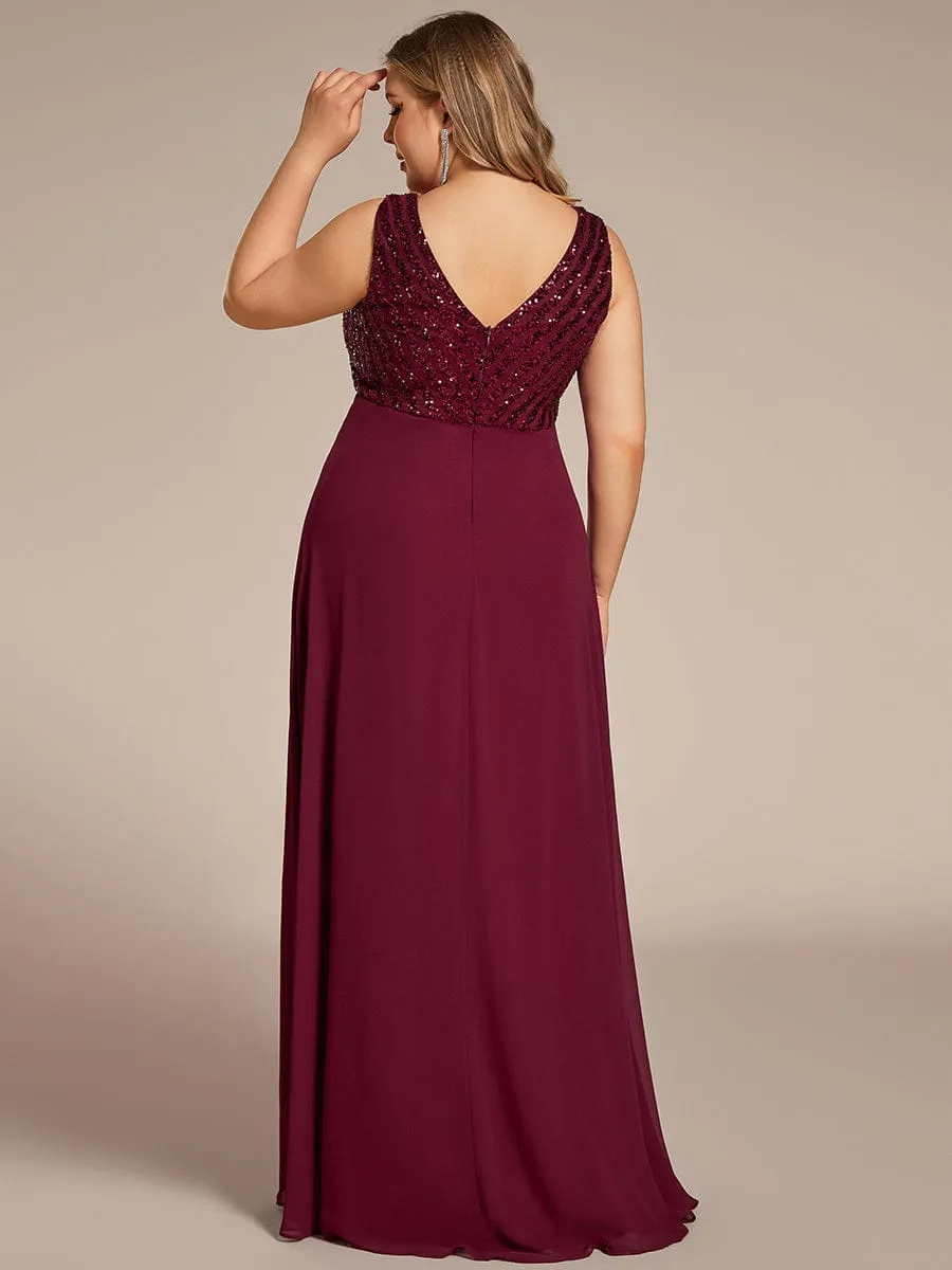 Plus Size Sequin Sleeveless Double V-Neck Formal Evening Dress sold by Ever Pretty product image thumbnail 2