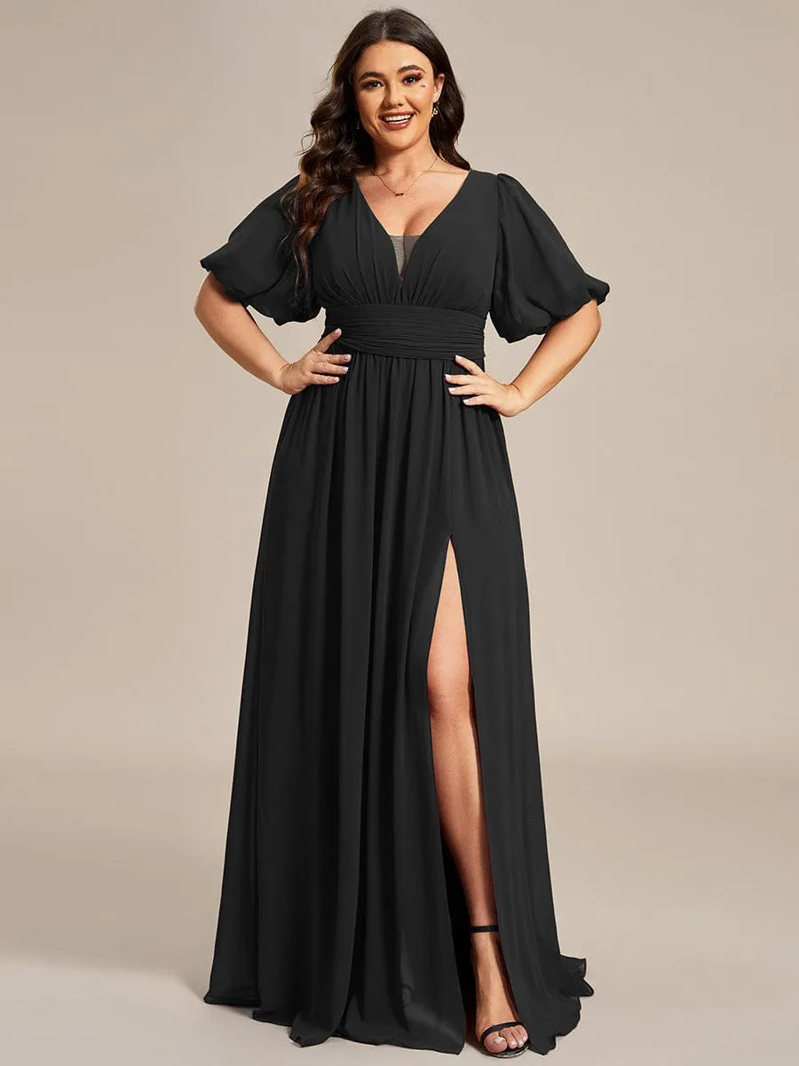 pretty MADISON|Plus Size V-Neck Front Slit Chiffon Evening Dress sold by Ever Pretty product image thumbnail 3