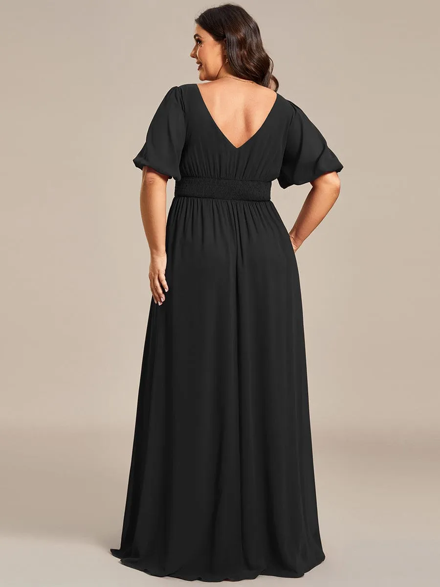 pretty MADISON|Plus Size V-Neck Front Slit Chiffon Evening Dress sold by Ever Pretty product image thumbnail 4
