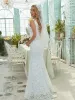 Dainty Deep V Neck Sleeveless Fishtail Lace Wedding Dress sold by Ever Pretty