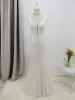 Dainty Deep V Neck Sleeveless Fishtail Lace Wedding Dress sold by Ever Pretty