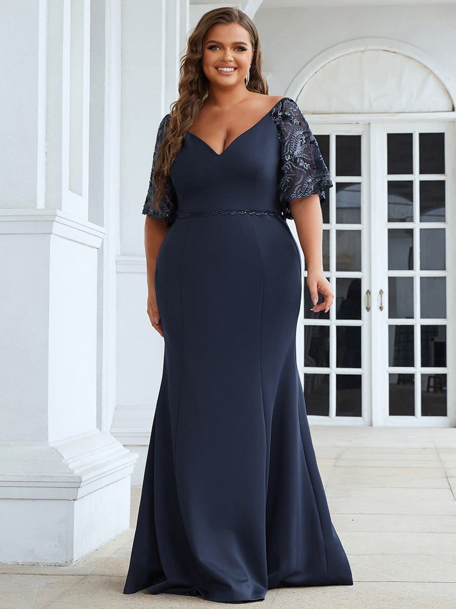 Plus Size V Neck Elegant Long Formal Dresses sold by Ever Pretty product image thumbnail 17