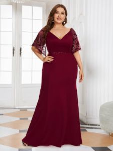 Plus Size V Neck Elegant Long Formal Dresses sold by Ever Pretty