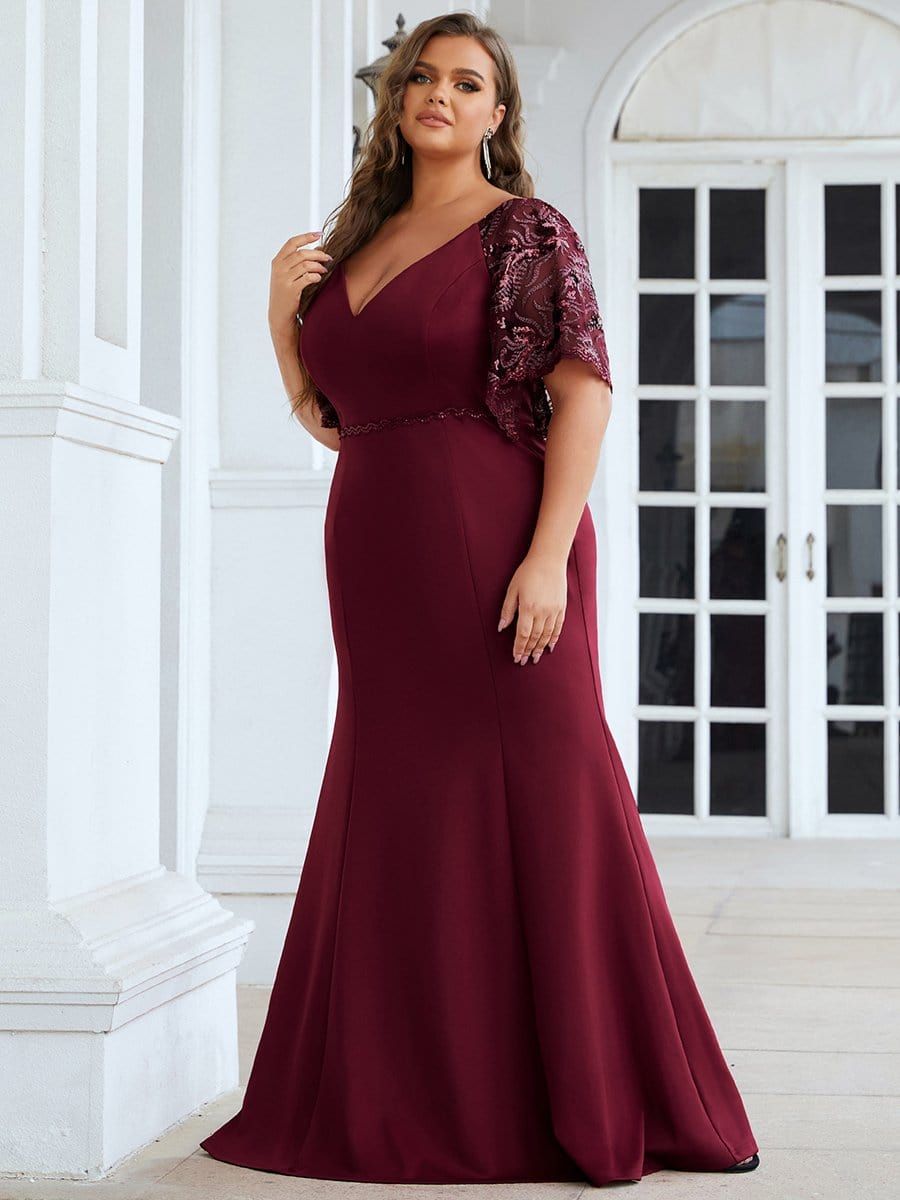 Plus Size V Neck Elegant Long Formal Dresses sold by Ever Pretty product image thumbnail 18