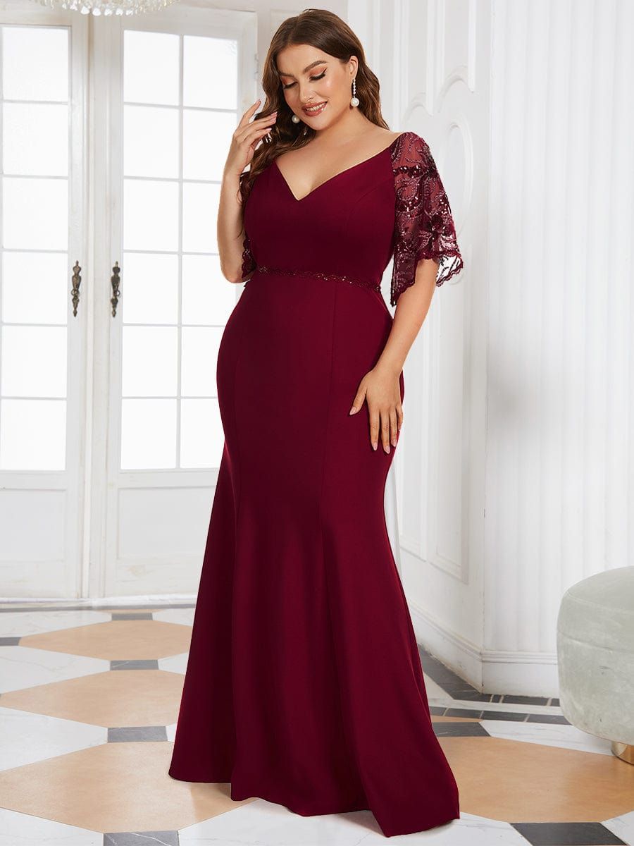 Plus Size V Neck Elegant Long Formal Dresses sold by Ever Pretty product image thumbnail 3