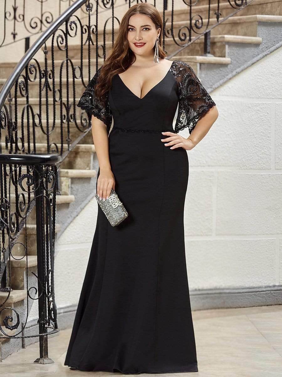 Plus Size V Neck Elegant Long Formal Dresses sold by Ever Pretty product image thumbnail 6