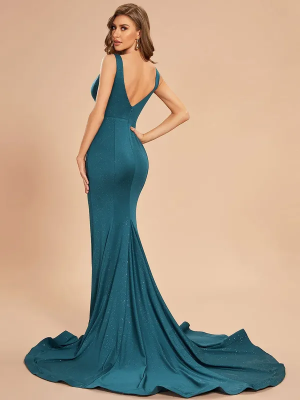 Custom Size Sleeveless Glitter High Stretch Bodycon Mermaid Train Formal Dress sold by Ever Pretty
