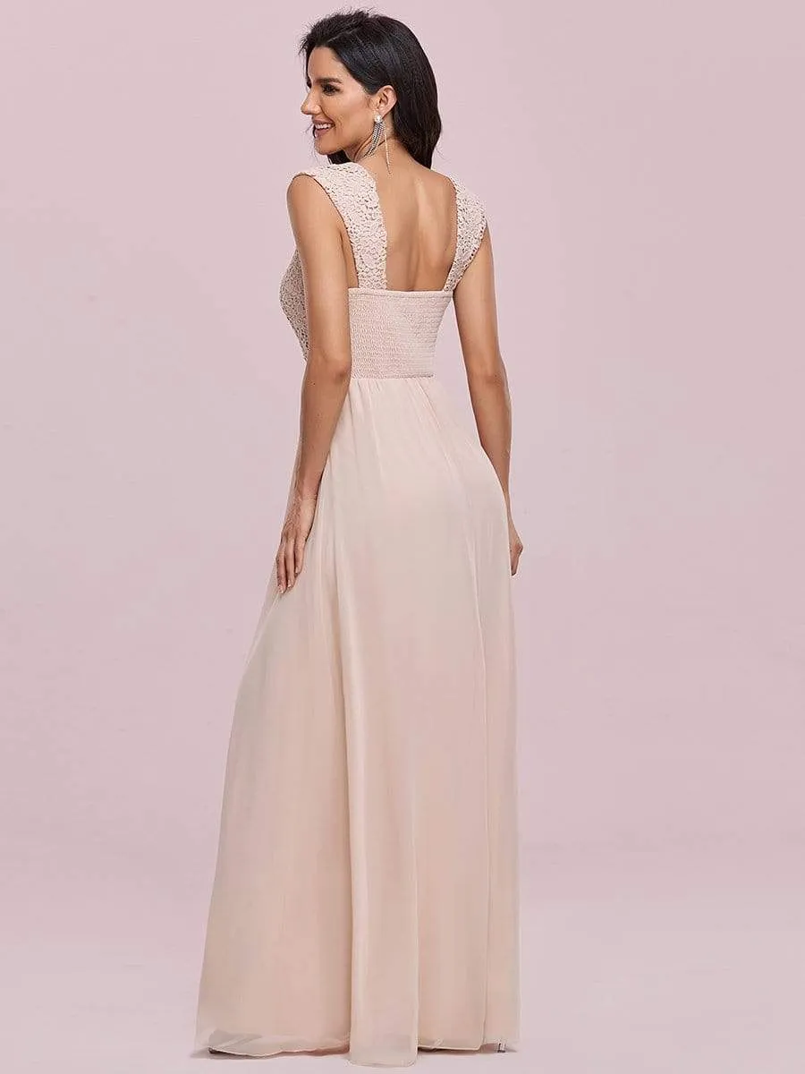 Elegant A Line Long Chiffon Bridesmaid Dress With Lace Bodice sold by Ever Pretty product image thumbnail 5