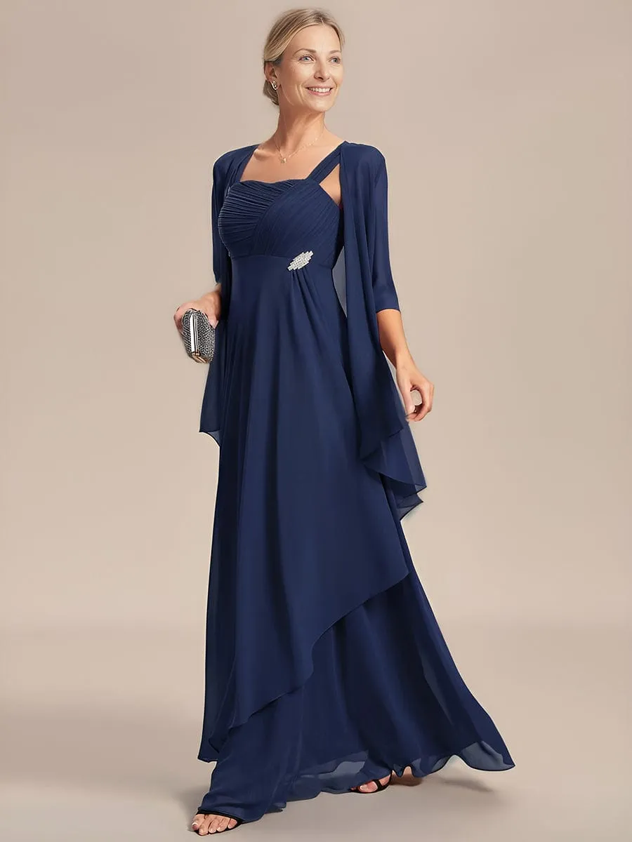 Two-Piece Square Neck Chiffon A-Line Mother of the Bride Dress sold by Ever Pretty