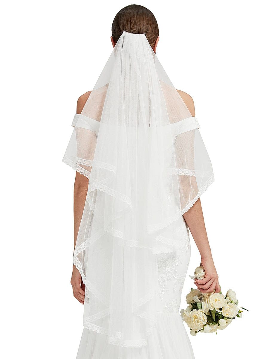 Classic Sheer Short Tulle Lace Trim Wedding Veil sold by Ever Pretty product image thumbnail 5