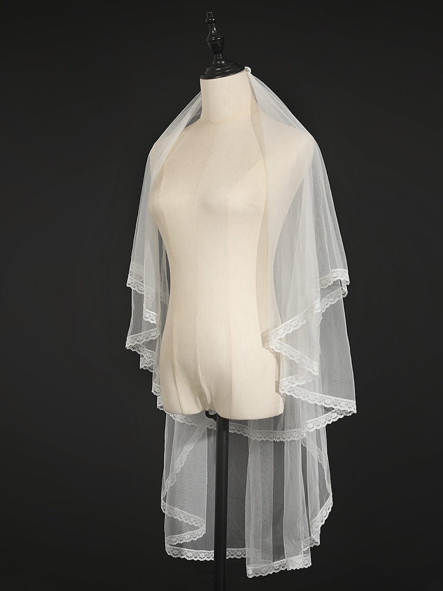 Classic Sheer Short Tulle Lace Trim Wedding Veil sold by Ever Pretty product image thumbnail 3