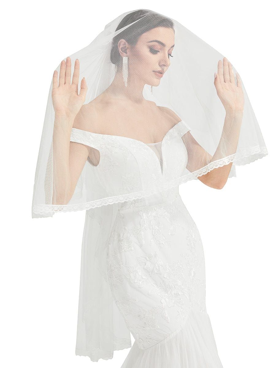 Classic Sheer Short Tulle Lace Trim Wedding Veil sold by Ever Pretty product image thumbnail 4